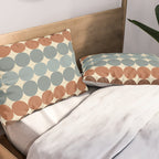 Dotty Stripes Retro Dot Pattern Muted Slate Blue Brown Orange Cream Beige Pillow Sham Gallery Image 2