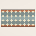 Dotty Stripes Retro Dot Pattern Muted Slate Blue Brown Orange Cream Beige Desk Mat Gallery Image 3