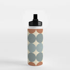 Dotty Stripes Retro Dot Pattern Muted Slate Blue Brown Orange Cream Beige Water Bottle Gallery Image 2