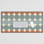 Dotty Stripes Retro Dot Pattern Muted Slate Blue Brown Orange Cream Beige Desk Mat Gallery Image 1