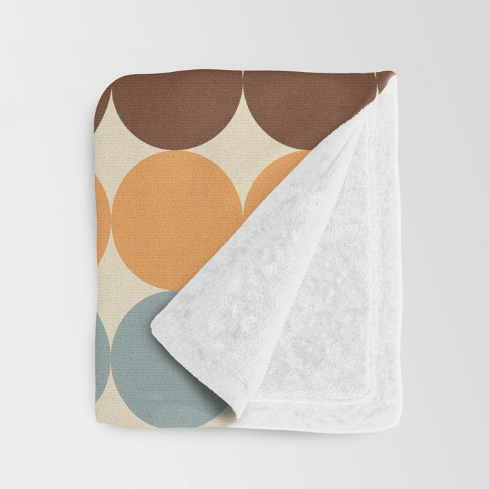 Dotty Stripes Retro Dot Pattern Muted Slate Blue Brown Orange Cream Beige Throw Blanket Gallery Image 3