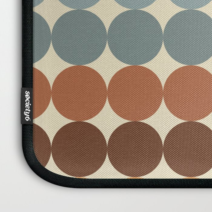 Dotty Stripes Retro Dot Pattern Muted Slate Blue Brown Orange Cream Beige Laptop Sleeve Gallery Image 3