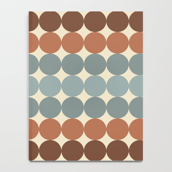 Dotty Stripes Retro Dot Pattern Muted Slate Blue Brown Orange Cream Beige Notebook Gallery Image 4