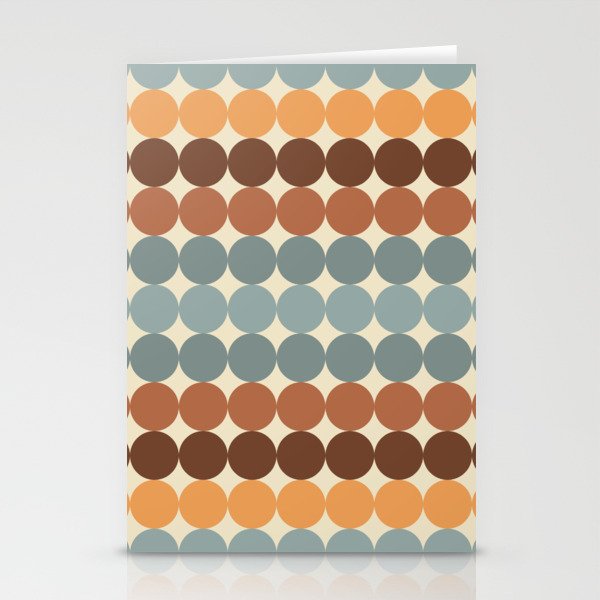 Dotty Stripes Retro Dot Pattern Muted Slate Blue Brown Orange Cream Beige Stationery Card Gallery Image 1