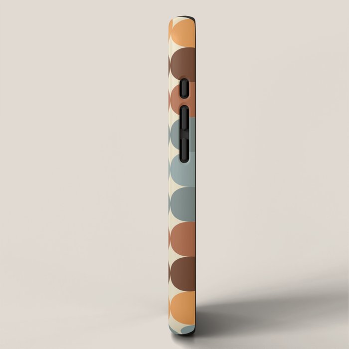 Dotty Stripes Retro Dot Pattern Muted Slate Blue Brown Orange Cream Beige iPhone Case Gallery Image 2