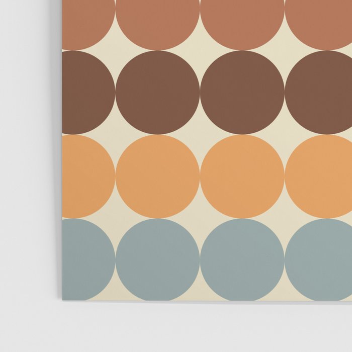 Dotty Stripes Retro Dot Pattern Muted Slate Blue Brown Orange Cream Beige Poster Gallery Image 3