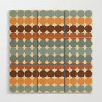 Dotty Stripes Retro Dot Pattern Muted Slate Blue Brown Orange Cream Beige Wood Wall Art Gallery Image 1