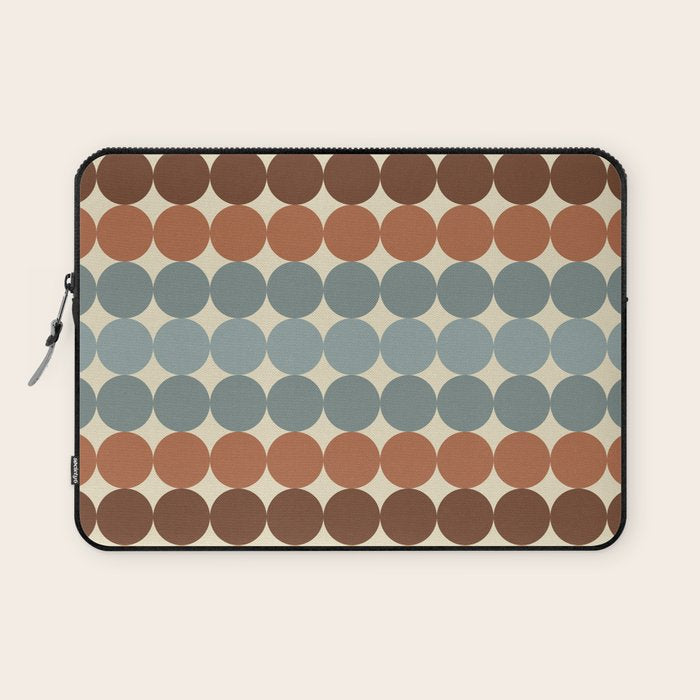 Dotty Stripes Retro Dot Pattern Muted Slate Blue Brown Orange Cream Beige Laptop Sleeve Gallery Image 1