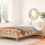Dotty Stripes Retro Dot Pattern Muted Slate Blue Brown Orange Cream Beige Duvet Cover Gallery Image 2