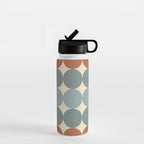 Dotty Stripes Retro Dot Pattern Muted Slate Blue Brown Orange Cream Beige Water Bottle Gallery Image 1