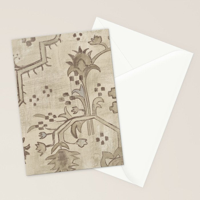 Vintage Woven Neutral Beige and Umber Stationery Card Gallery Image 2