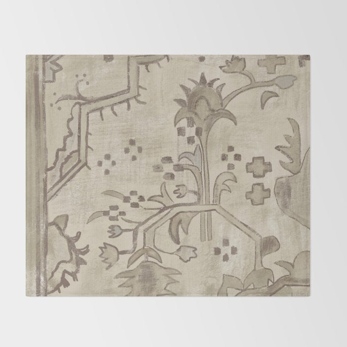 Vintage Woven Neutral Beige and Umber Throw Blanket Gallery Image 2