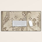 Vintage Woven Neutral Beige and Umber Desk Mat Gallery Image 1