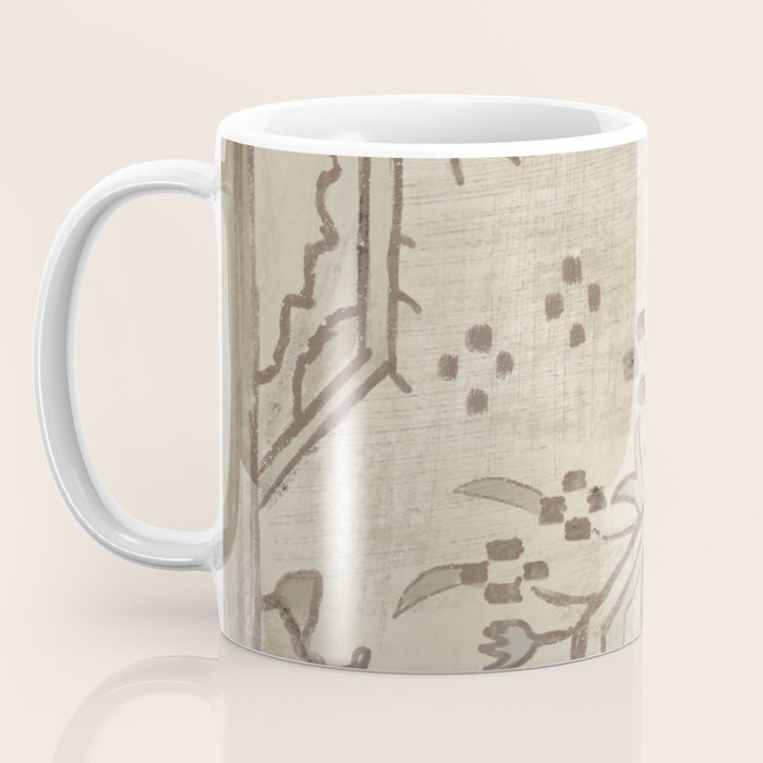 Vintage Woven Neutral Beige and Umber Coffee Mug Gallery Image 3