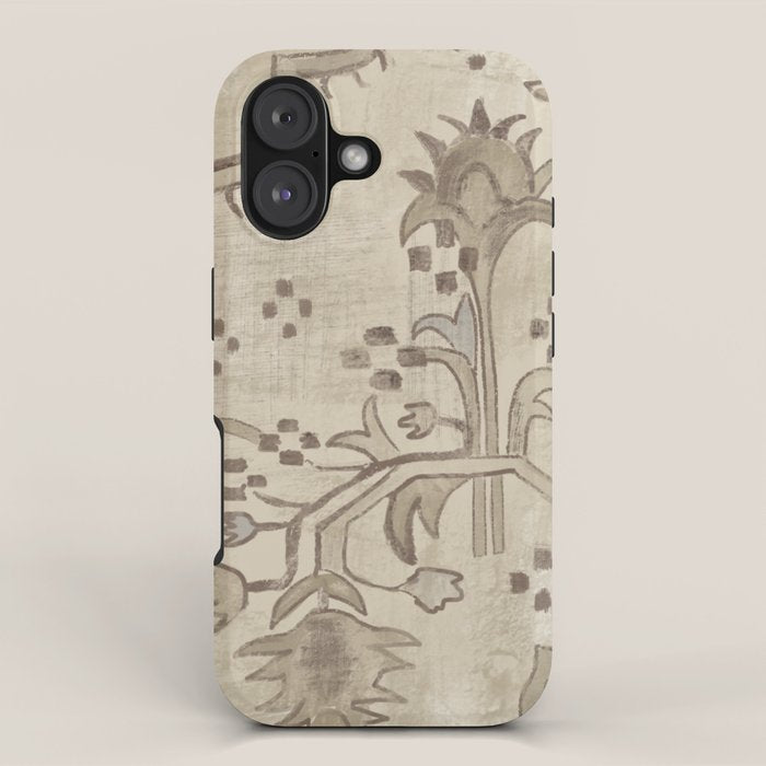 Vintage Woven Neutral Beige and Umber iPhone Case Gallery Image 1