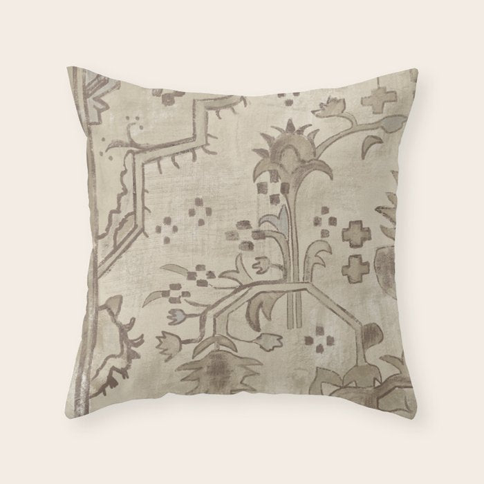 Vintage Woven Neutral Beige and Umber Throw Pillow Gallery Image 6