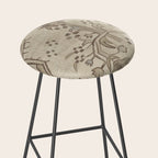 Vintage Woven Neutral Beige and Umber Stool Gallery Image 2