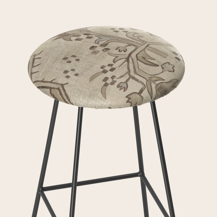 Vintage Woven Neutral Beige and Umber Stool Gallery Image 2
