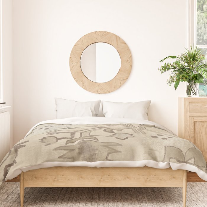 Vintage Woven Neutral Beige and Umber Duvet Cover Gallery Image 3