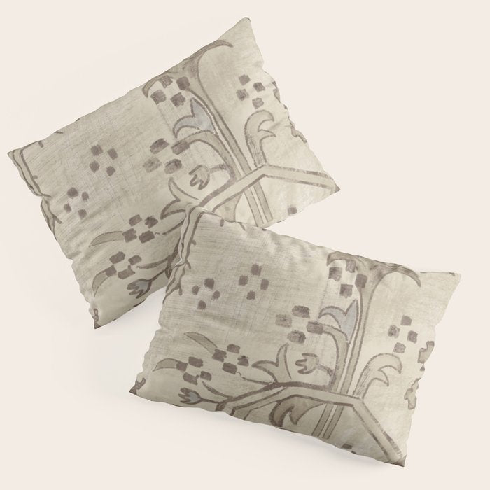 Vintage Woven Neutral Beige and Umber Pillow Sham Gallery Image 1