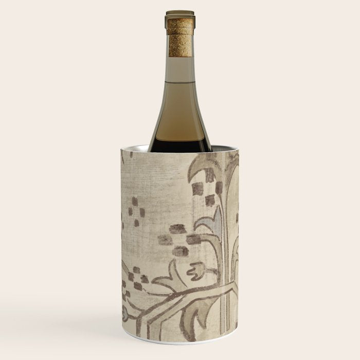 Vintage Woven Neutral Beige and Umber Wine Chiller Gallery Image 1