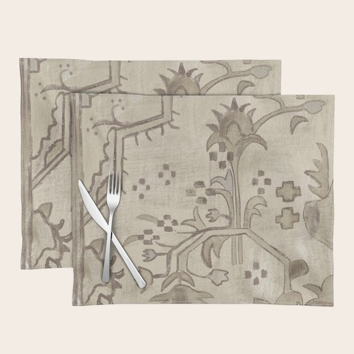 Vintage Woven Neutral Beige and Umber Placemat Gallery Image 1