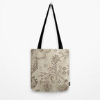 Vintage Woven Neutral Beige and Umber Tote Bag Gallery Image 2