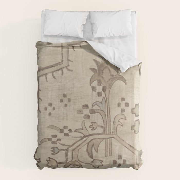 Vintage Woven Neutral Beige and Umber Duvet Cover Gallery Image 6