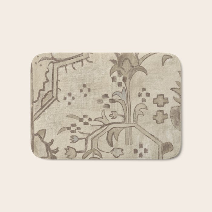Vintage Woven Neutral Beige and Umber Bath Mat Gallery Image 1