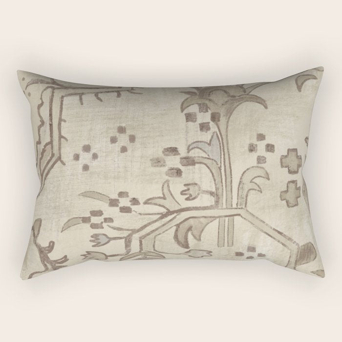 Vintage Woven Neutral Beige and Umber Rectangular Pillow Gallery Image 1