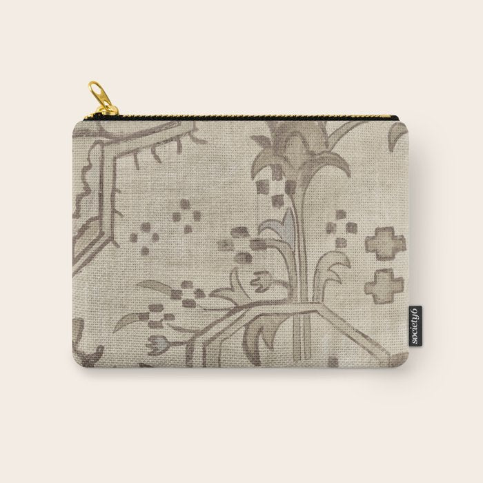 Vintage Woven Neutral Beige and Umber Carry All Pouch Gallery Image 1