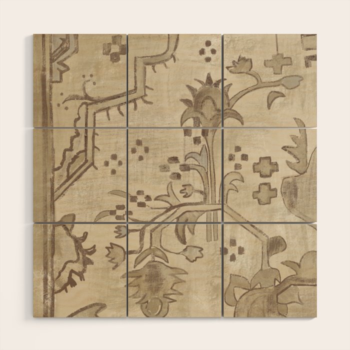 Vintage Woven Neutral Beige and Umber Wood Wall Art Gallery Image 1