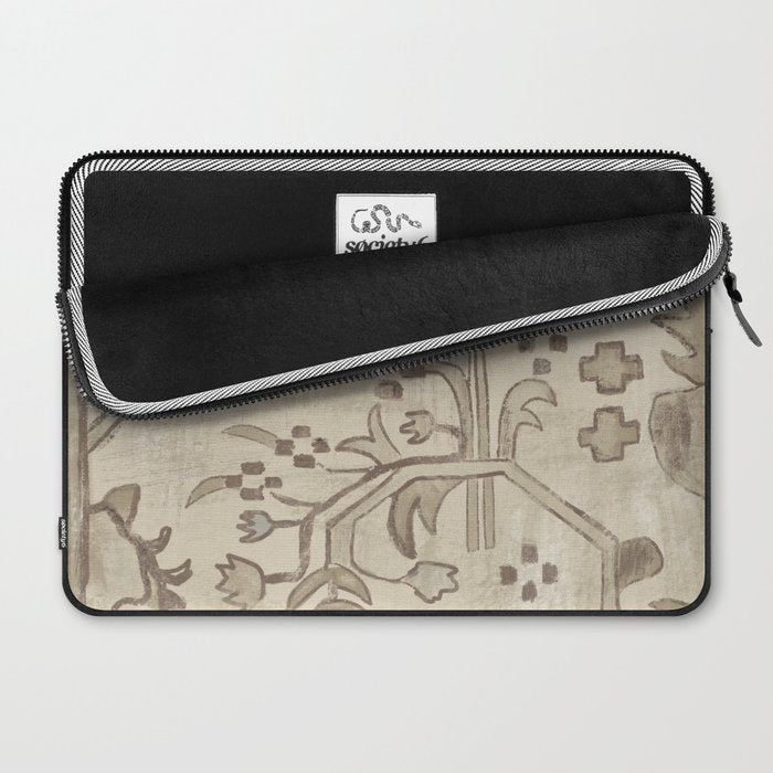 Vintage Woven Neutral Beige and Umber Laptop Sleeve Gallery Image 2