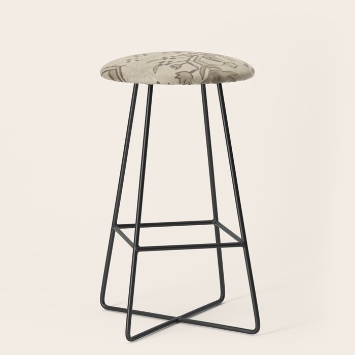 Vintage Woven Neutral Beige and Umber Stool Gallery Image 1