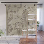 Vintage Woven Neutral Beige and Umber Wall Mural Gallery Image 1