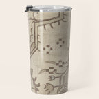Vintage Woven Neutral Beige and Umber Travel Mug Gallery Image 3