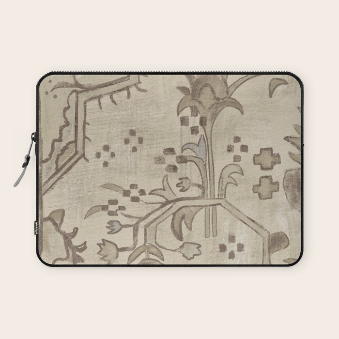 Vintage Woven Neutral Beige and Umber Laptop Sleeve Gallery Image 1
