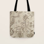 Vintage Woven Neutral Beige and Umber Tote Bag Gallery Image 1