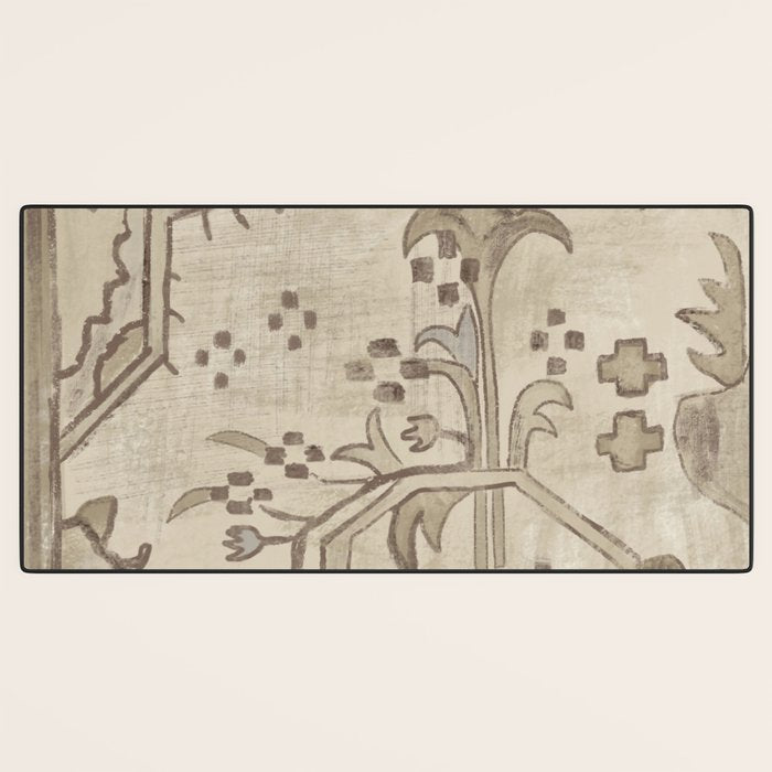 Vintage Woven Neutral Beige and Umber Desk Mat Gallery Image 3