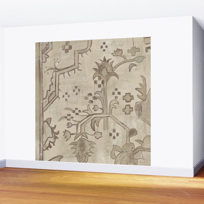 Vintage Woven Neutral Beige and Umber Wall Mural Gallery Image 2