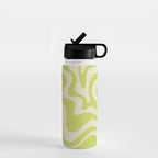 Retro Liquid Swirl Abstract Pattern 5 in Light Lime Linden Green and Beige Water Bottle Gallery Image 1