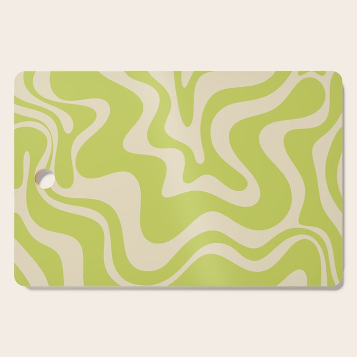 Retro Liquid Swirl Abstract Pattern 5 in Light Lime Linden Green and Beige Cutting Board Gallery Image 1