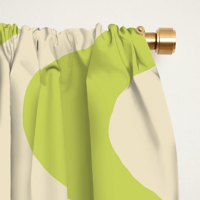 Retro Liquid Swirl Abstract Pattern 5 in Light Lime Linden Green and Beige Window Curtain Gallery Image 2