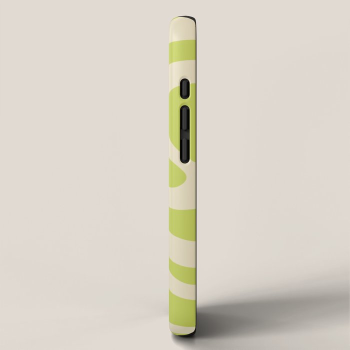 Retro Liquid Swirl Abstract Pattern 5 in Light Lime Linden Green and Beige iPhone Case Gallery Image 2
