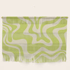 Retro Liquid Swirl Abstract Pattern 5 in Light Lime Linden Green and Beige Wall Hanging Gallery Image 1