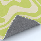 Retro Liquid Swirl Abstract Pattern 5 in Light Lime Linden Green and Beige Rug Gallery Image 4