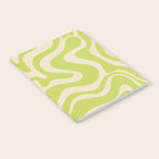 Retro Liquid Swirl Abstract Pattern 5 in Light Lime Linden Green and Beige Notebook Gallery Image 2