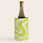 Retro Liquid Swirl Abstract Pattern 5 in Light Lime Linden Green and Beige Wine Chiller Gallery Image 3