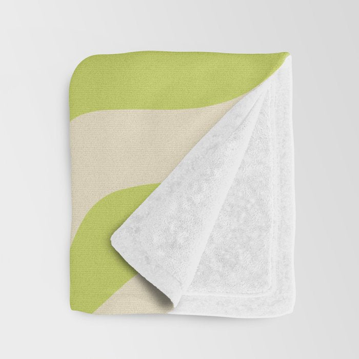 Retro Liquid Swirl Abstract Pattern 5 in Light Lime Linden Green and Beige Throw Blanket Gallery Image 3