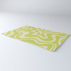 Retro Liquid Swirl Abstract Pattern 5 in Light Lime Linden Green and Beige Rug Gallery Image 3